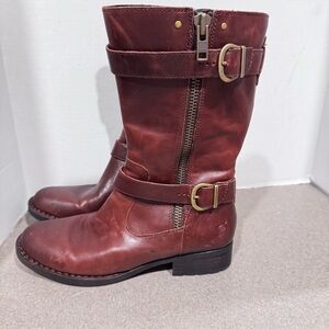 Born Erie DistressedMoto Military Side Zip Boots In Cognac 8M